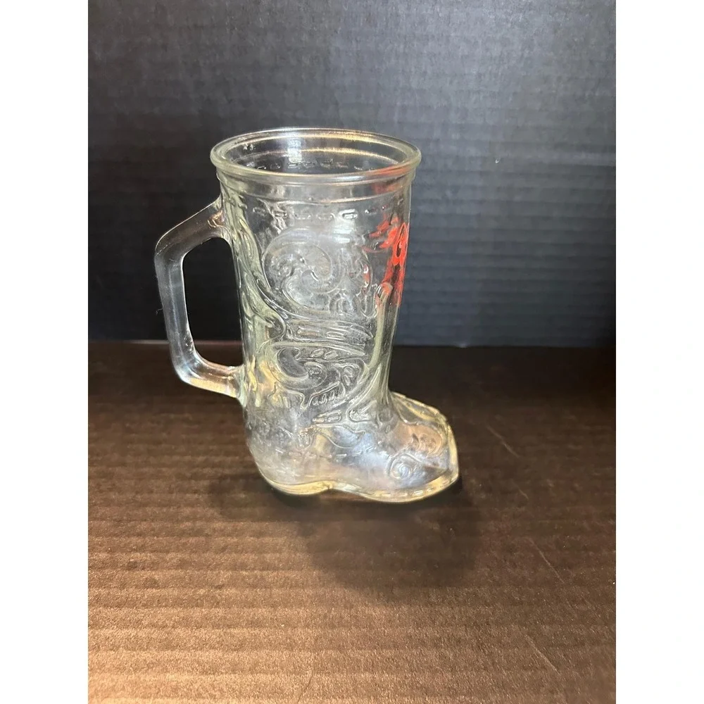 Coors Cowboy Boot Shaped Beer Glass Mug‎ Handle Red Logo 6